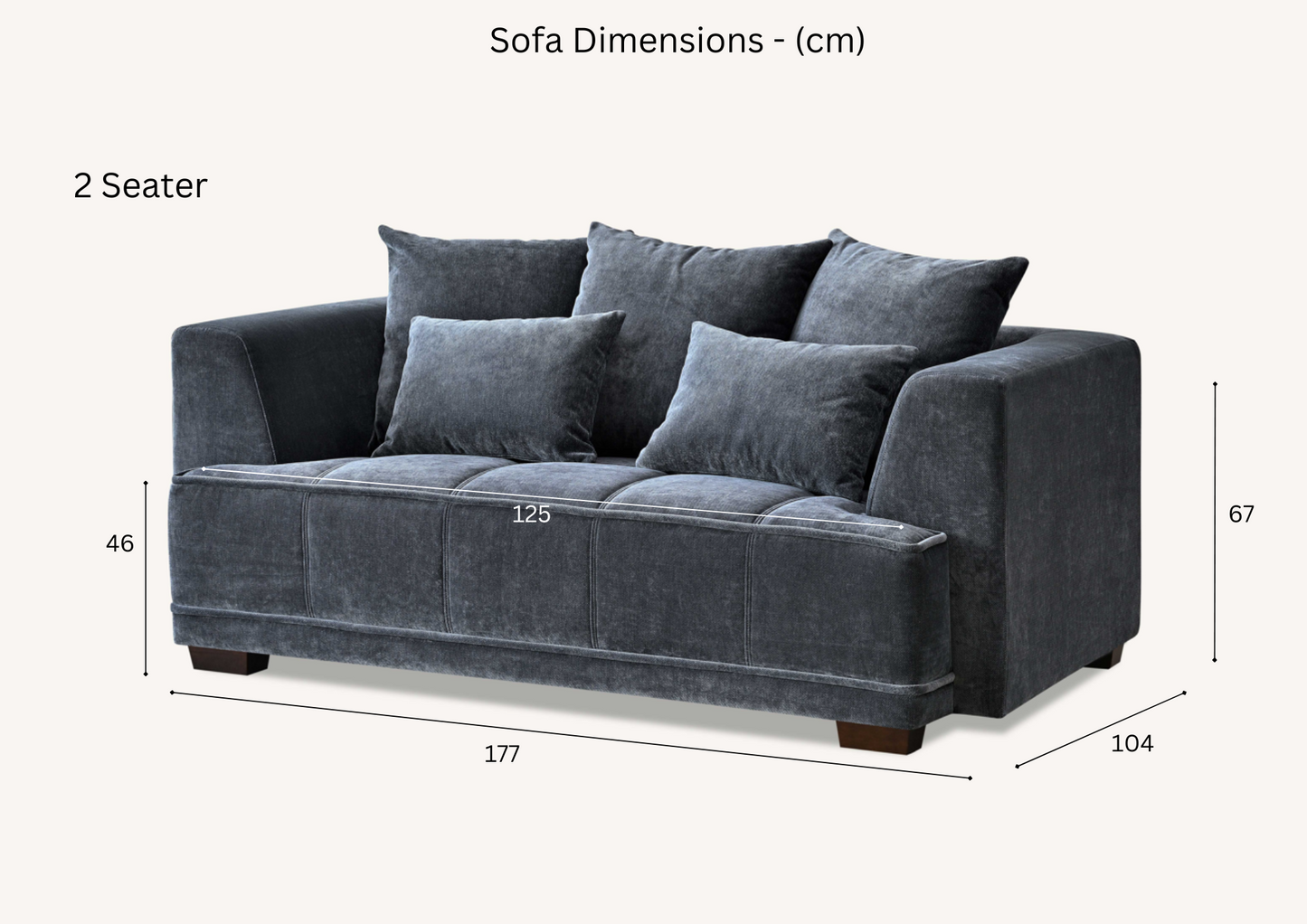 Aluxo Gramercy Group in Steel Velvet 3 Seater