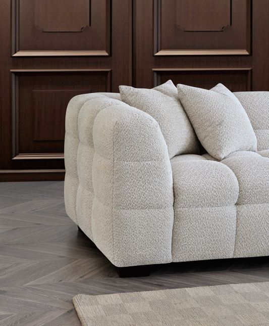 Aluxo Tribeca Sofa Range in Oatmeal Boucle Fabric Chair