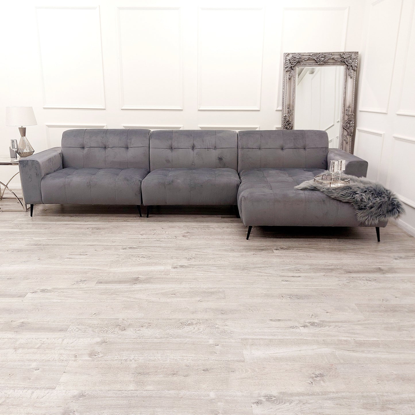 Oslo Open Plan Sofa 3 Piece Silver Grey
