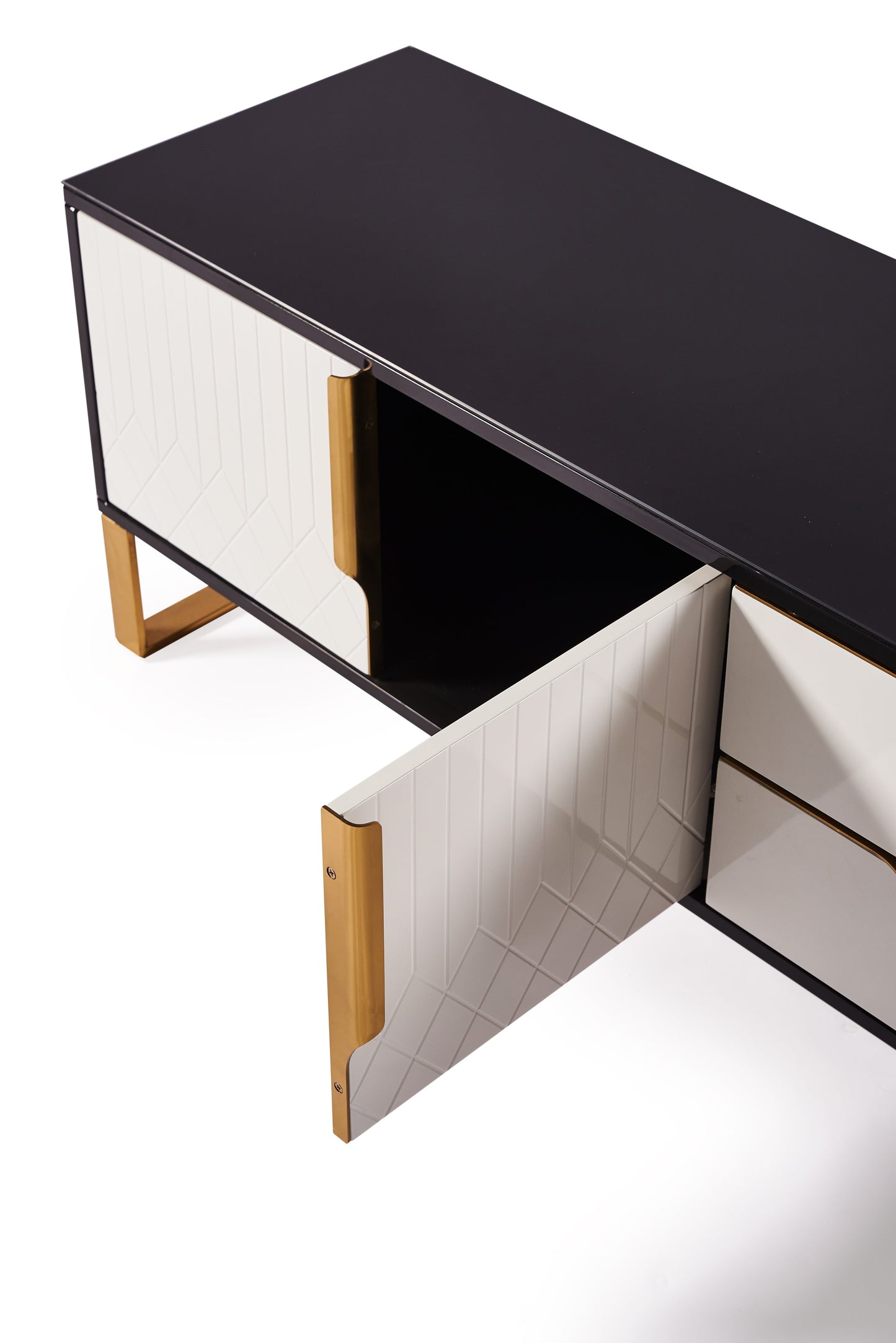 Amal Ribbed Furniture Range Black, White And Gold Coffee Table