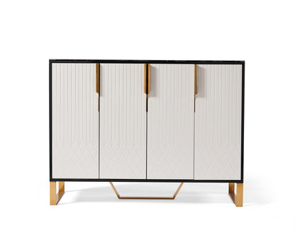Amal Ribbed Furniture Range Black, White And Gold Coffee Table