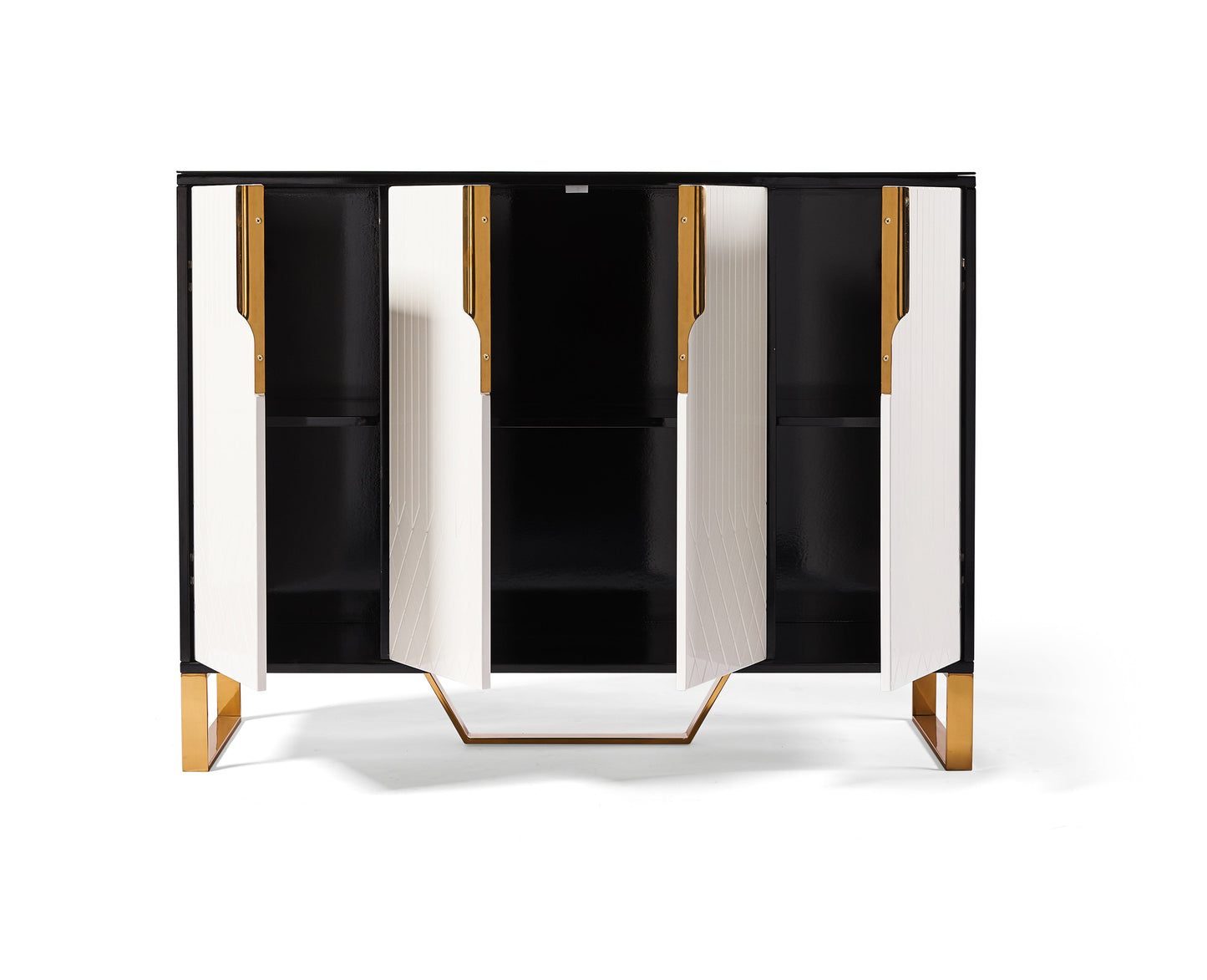 Amal Ribbed Furniture Range Black, White And Gold Coffee Table