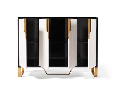 Amal Ribbed Furniture Range Black, White And Gold Coffee Table