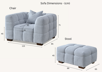 Aluxo Tribeca Sofa Range in Pearl Boucle Fabric Chair