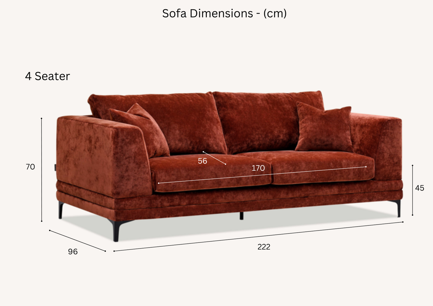 Aluxo Lenox Sofa Range in Steel Velvet 2 Seater