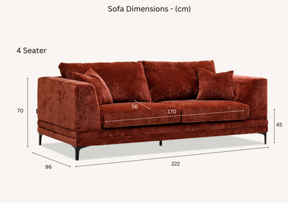 Aluxo Lenox Sofa Range in Steel Velvet 2 Seater