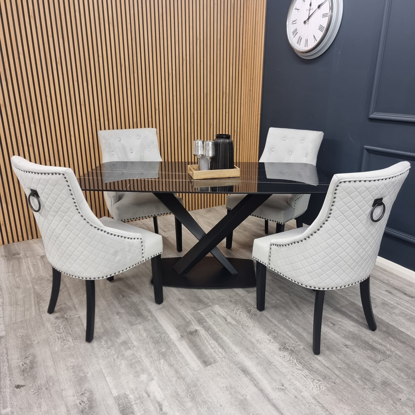 Bentley Black Leg Dining Chair Dark Grey