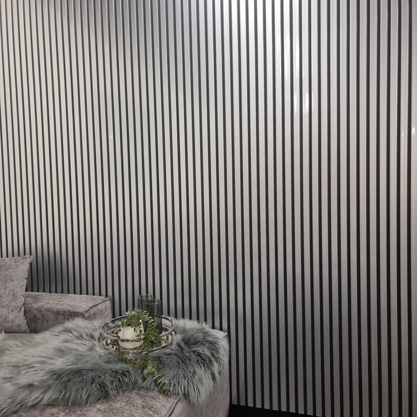WPC Wood Effect Slatted Wall Panels Ash Grey