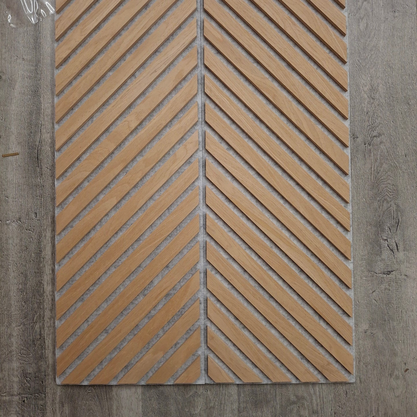 Crafted Luxe Premium Geometric Acoustic Wall Panels – Oak on Grey Felt