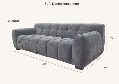 Aluxo Harlem Sofa Range in Steel Velvet Chair