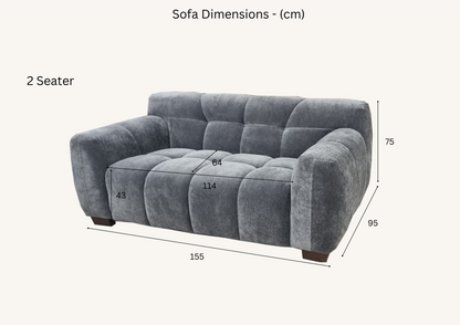 Aluxo Harlem Sofa Range in Steel Velvet Chair