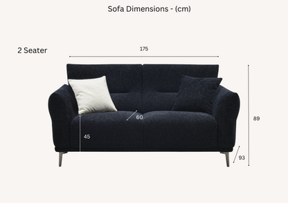 Aluxo Albany Sofa Range in Black Lux Boucle Fabric 4 Seater