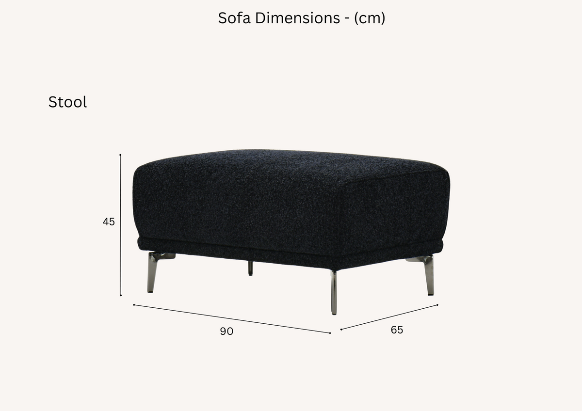 Albany Black Lux Bouclé Sofa Collection – 2 Seater, 3 Seater & Footstool