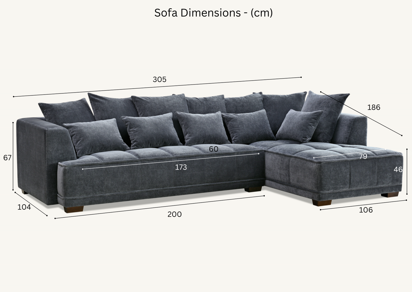 Aluxo Gramercy Group in Steel Velvet 3 Seater