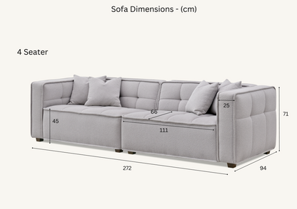 Aluxo Murray Sofa Range in Putty Boucle Fabric 4 Seater