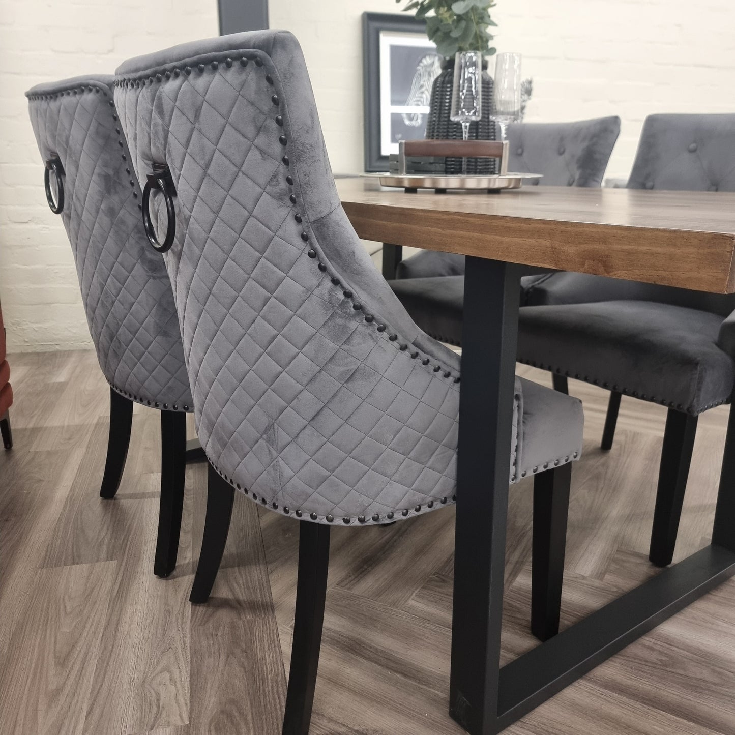 Bentley Black Leg Dining Chair Dark Grey