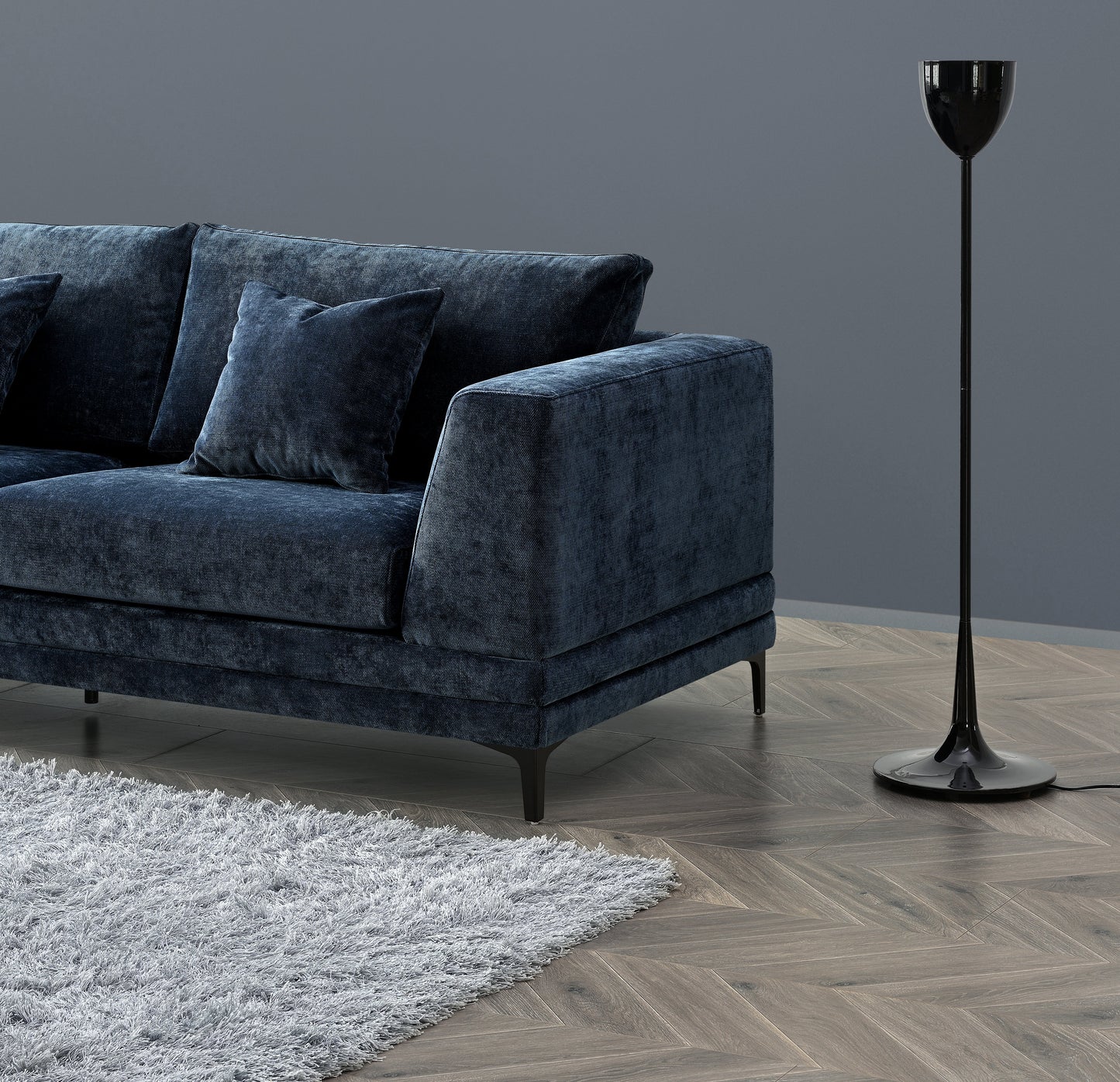 Aluxo Lenox Sofa Range in Aegean Blue Velvet 2 Seater
