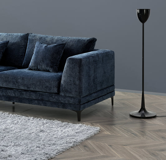 Aluxo Lenox Sofa Range in Aegean Blue Velvet 2 Seater