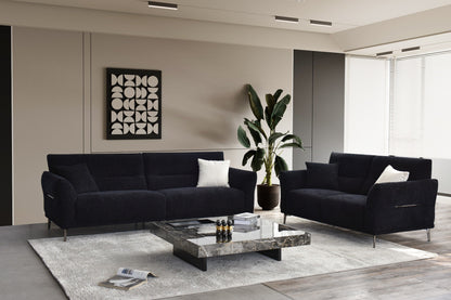 Albany Black Lux Bouclé Sofa Collection – 2 Seater, 3 Seater & Footstool