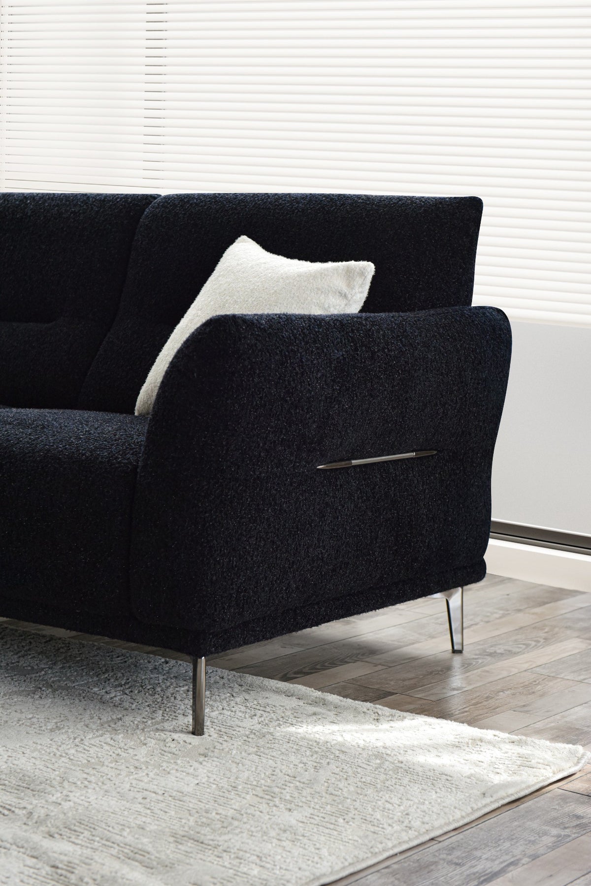 Albany Black Lux Bouclé Sofa Collection – 2 Seater, 3 Seater & Footstool