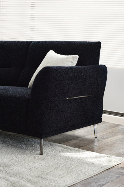 Albany Black Lux Bouclé Sofa Collection – 2 Seater, 3 Seater & Footstool