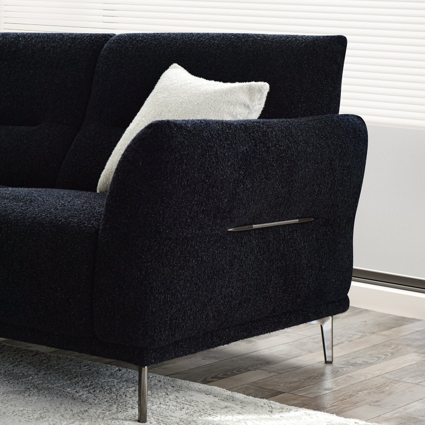 Aluxo Albany Sofa Range in Black Lux Boucle Fabric 4 Seater