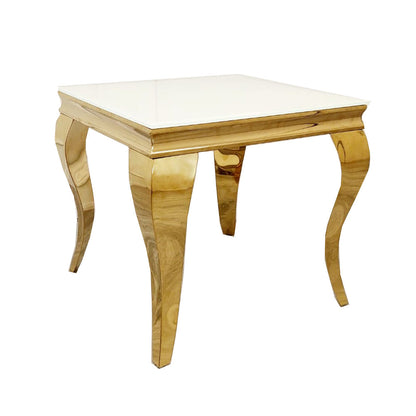 Louis Gold Lamp Table White Glass