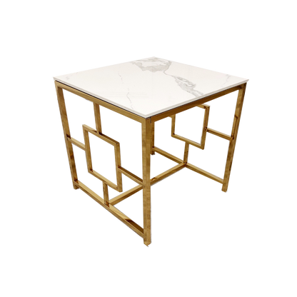 Geo Gold Lamp Table with Polar White Sintered Top