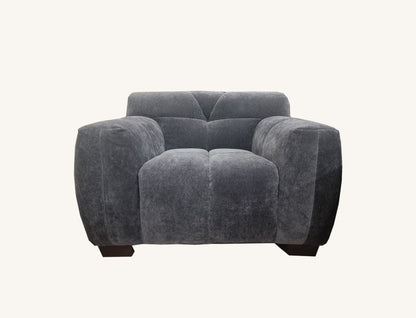 Aluxo Harlem Sofa Range in Steel Velvet Chair