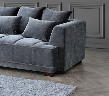 Aluxo Gramercy Group in Steel Velvet 3 Seater
