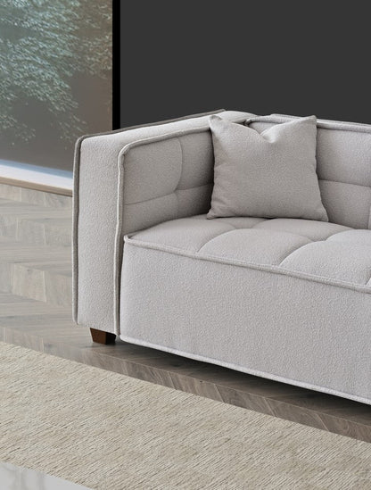 Aluxo Murray Sofa Range in Putty Boucle Fabric 4 Seater