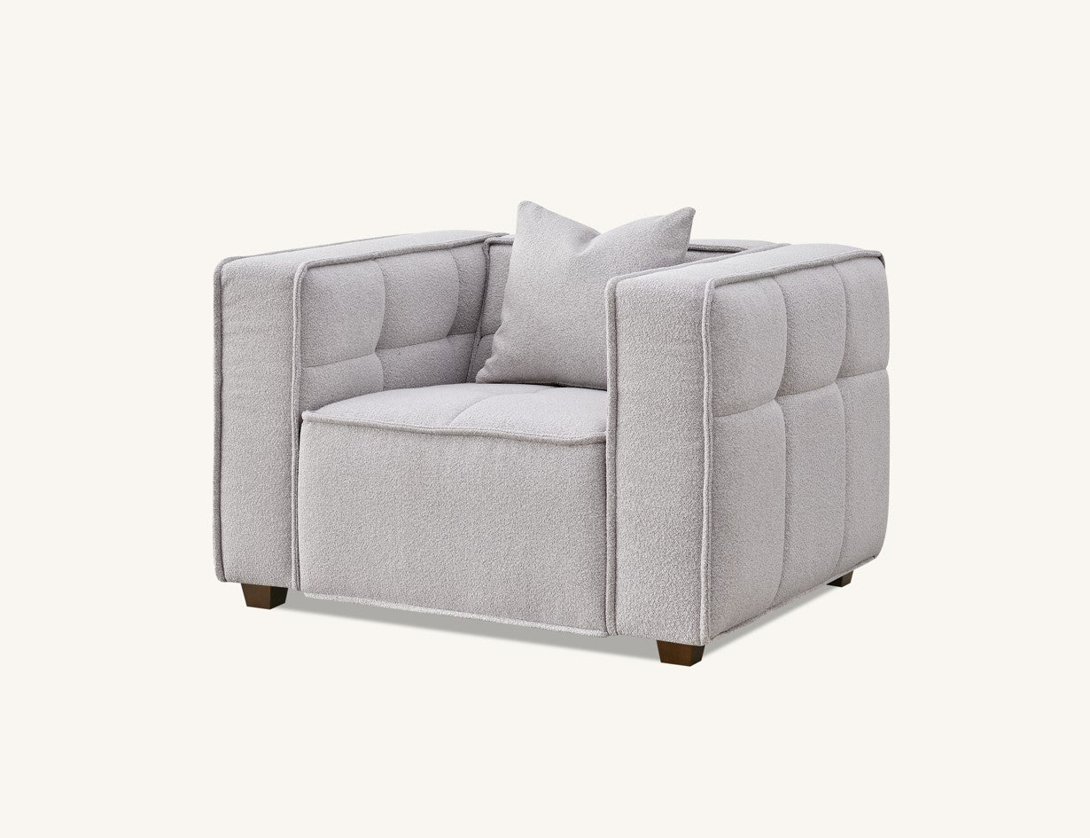 Aluxo Murray Sofa Range in Putty Boucle Fabric 4 Seater