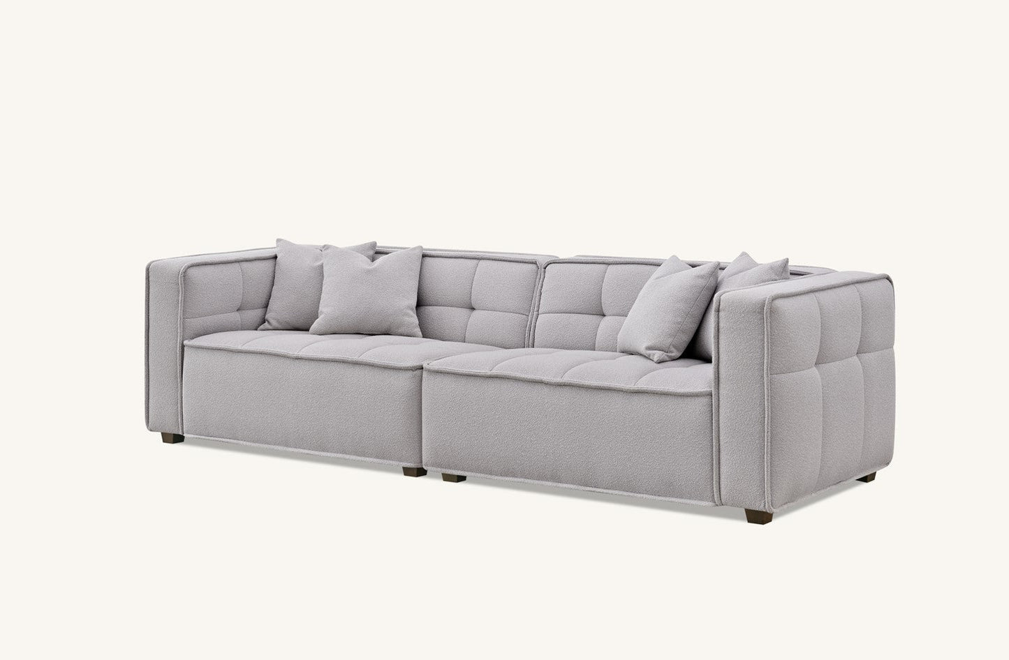 Aluxo Murray Sofa Range in Putty Boucle Fabric 4 Seater
