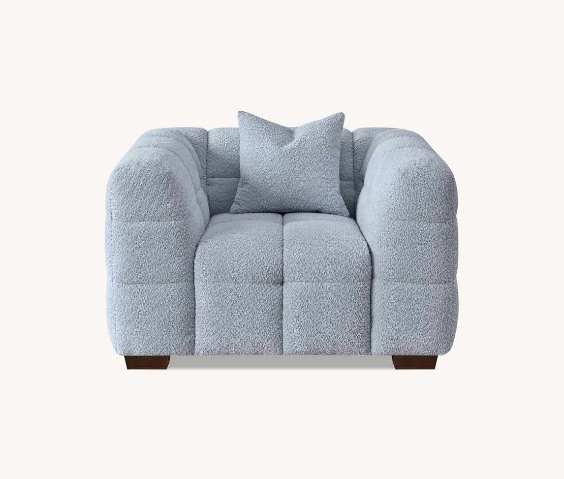 Aluxo Tribeca Sofa Range in Pearl Boucle Fabric Chair