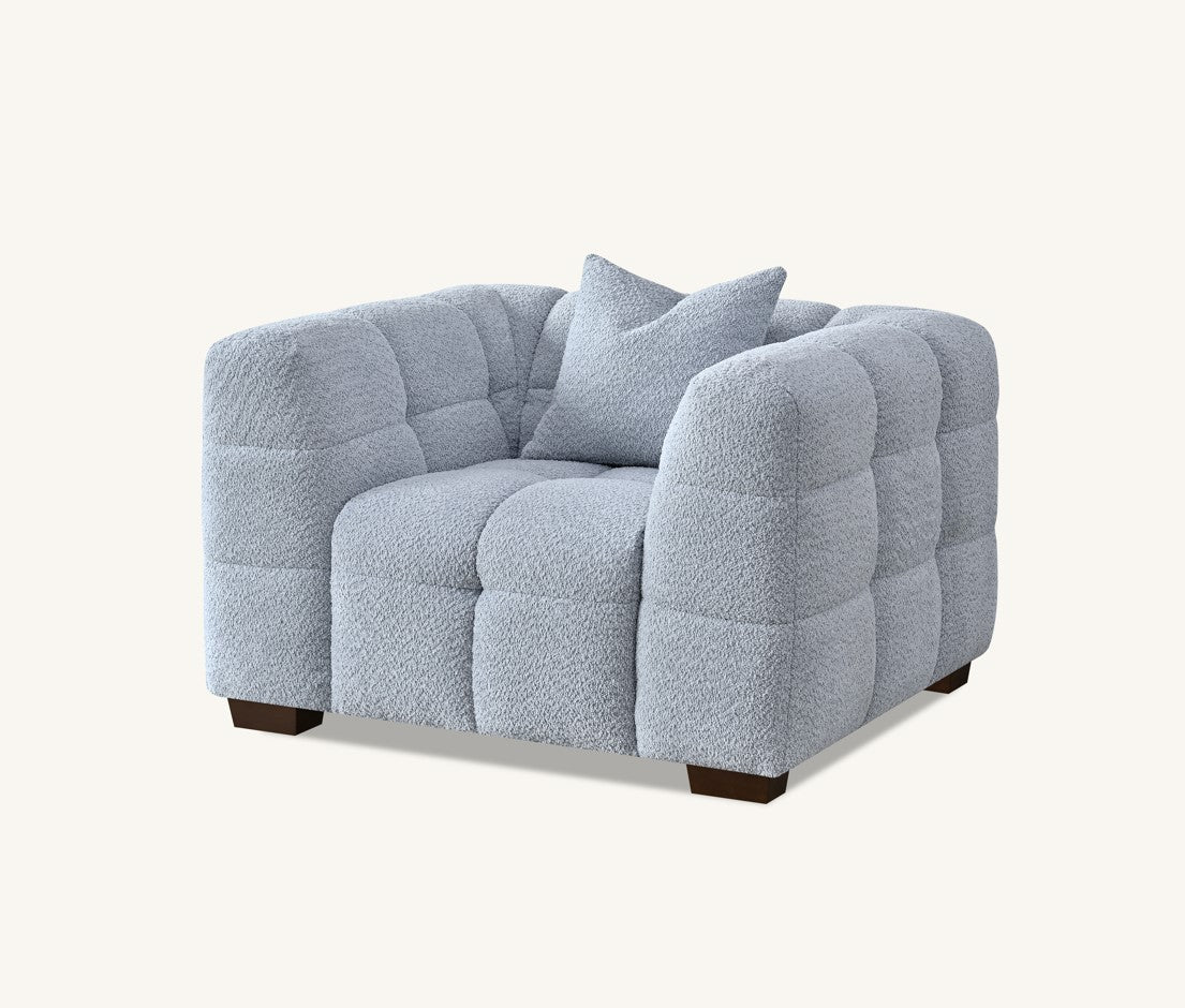 Aluxo Tribeca Sofa Range in Pearl Boucle Fabric Chair