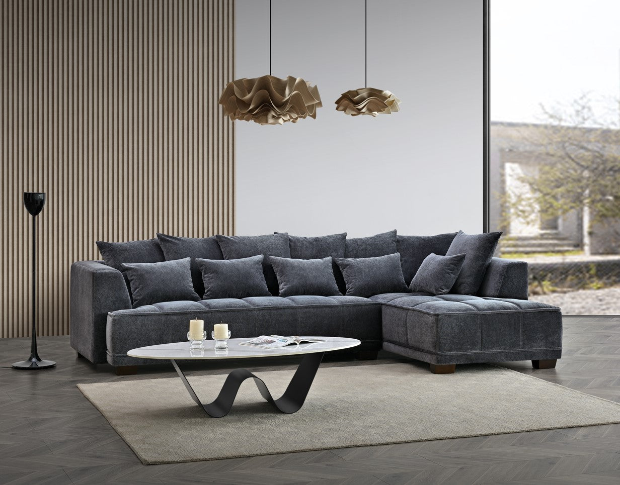 Aluxo Gramercy Group in Steel Velvet 3 Seater