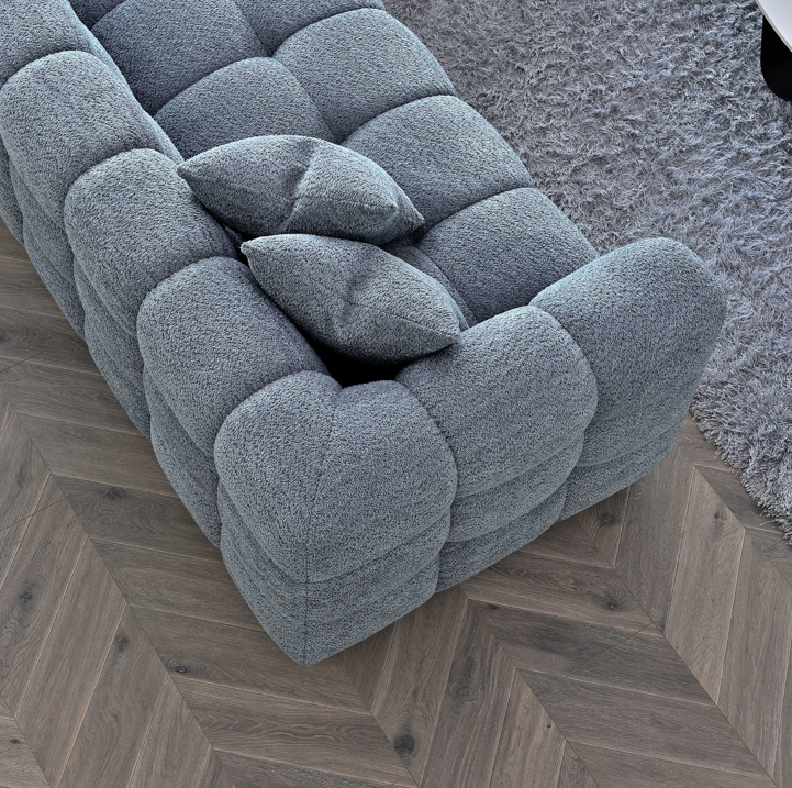 Aluxo Tribeca Corner Group in Iron Boucle Fabric Left Hand Corner