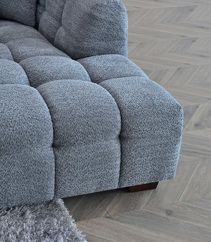 Aluxo Tribeca Corner Group in Iron Boucle Fabric Left Hand Corner