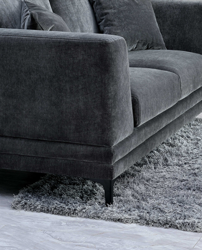 Aluxo Lenox Sofa Range in Steel Velvet 2 Seater
