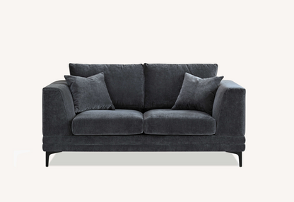 Aluxo Lenox Sofa Range in Steel Velvet 2 Seater