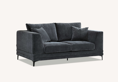Aluxo Lenox Sofa Range in Steel Velvet 2 Seater