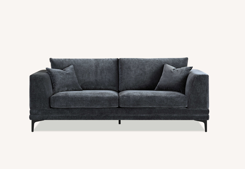 Aluxo Lenox Sofa Range in Steel Velvet 2 Seater