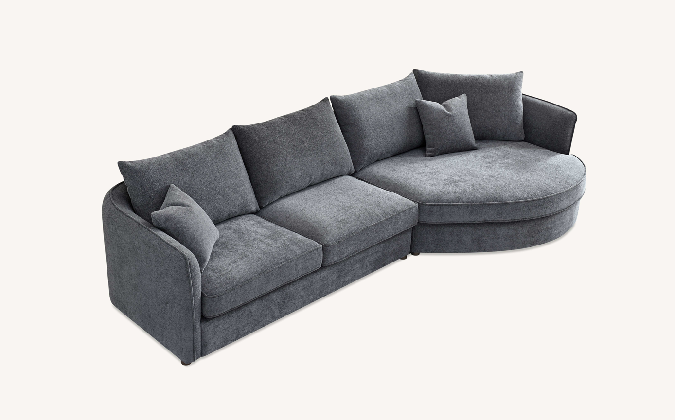 Aluxo Rubin Corner Chaise in Charcoal Boucle Default Title