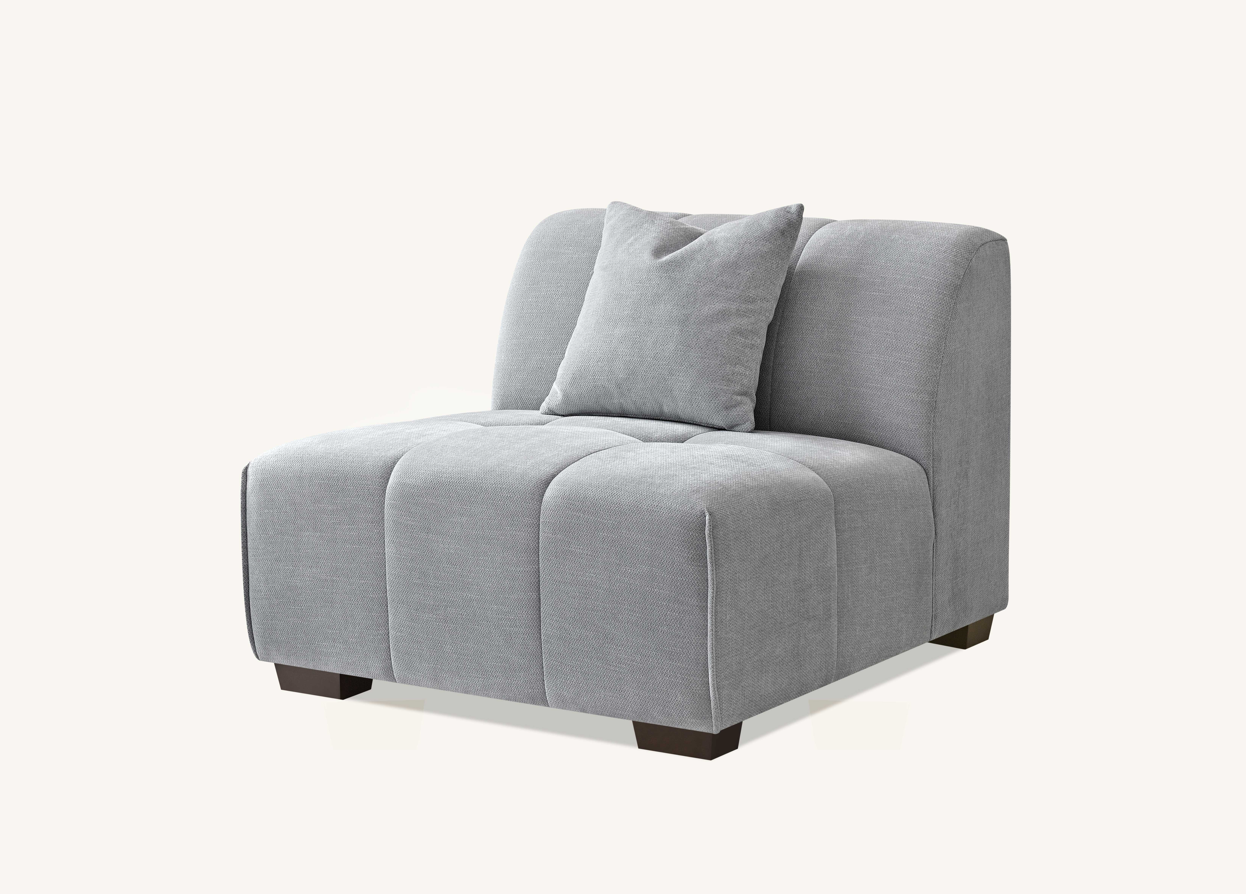 Aluxo Leonard Left Hand Corner Group in Cloudy Grey Boucle Footstool