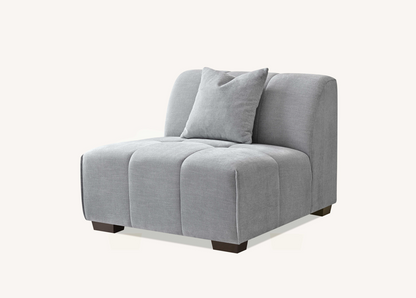 Aluxo Leonard Left Hand Corner Group in Cloudy Grey Boucle Footstool