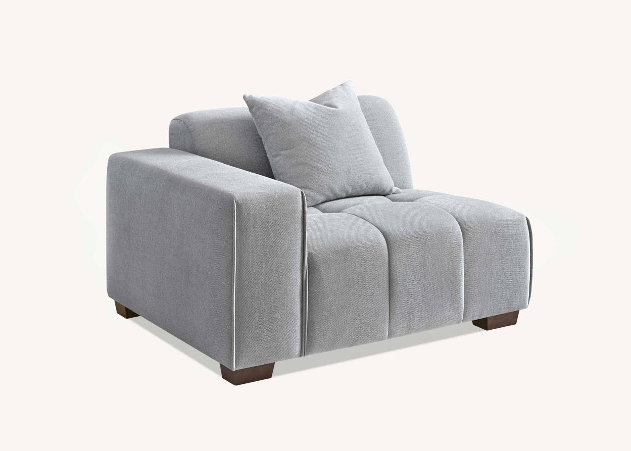 Aluxo Leonard Left Hand Corner Group in Cloudy Grey Boucle Footstool