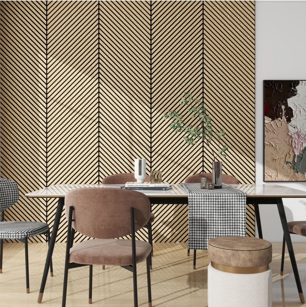 Crafted Luxe Premium 3m Wood Veneer Acoustic Diagonal Slat Wall Panels (2 Pack)