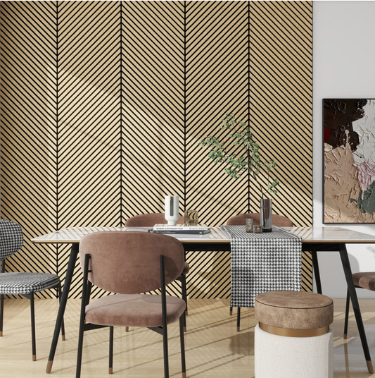 Crafted Luxe Premium 3m Wood Veneer Acoustic Diagonal Slat Wall Panels (2 Pack)