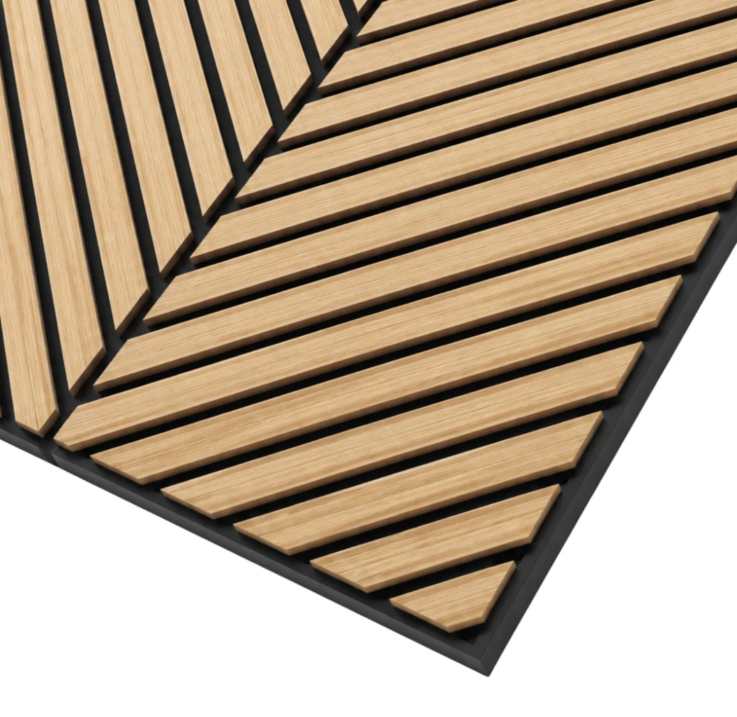 Crafted Luxe Premium 3m Wood Veneer Acoustic Diagonal Slat Wall Panels (2 Pack)