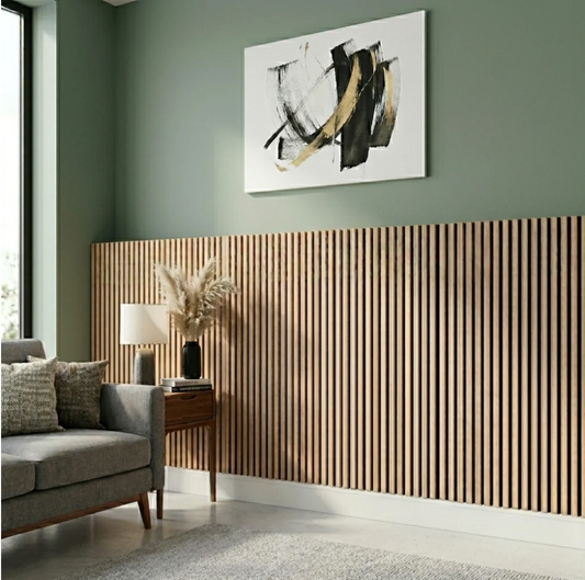 Crafted Luxe Premium Half Wall 3-Sided Acoustic Slat Panels (3 Pack)